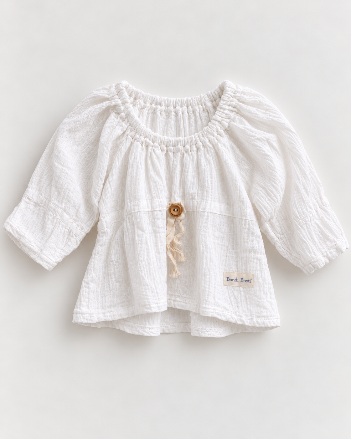 Organic Cotton white soft muslin top for toddler girl