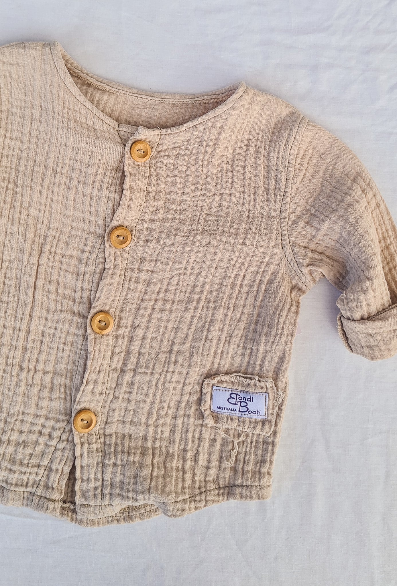 Toddler Kids baby Beige Island Cotton Linen Shirt