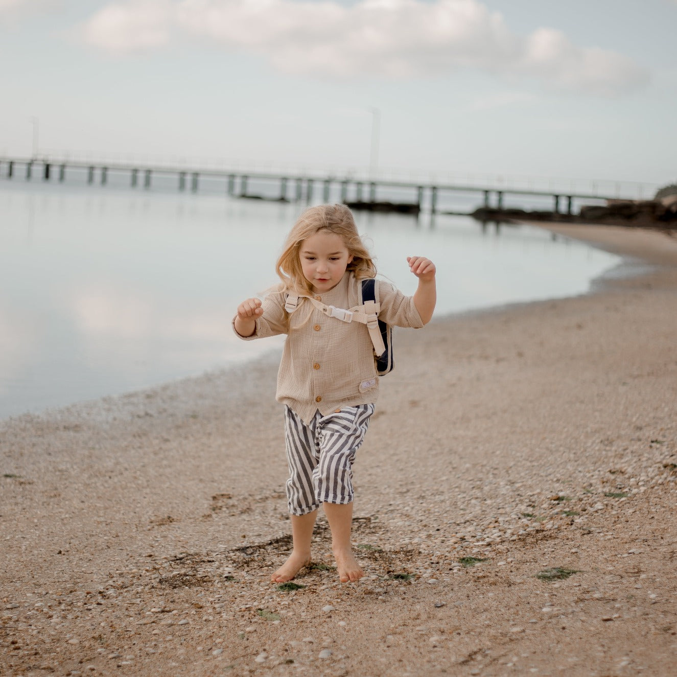 Toddler Kids baby Beige Island Cotton Linen Shirt