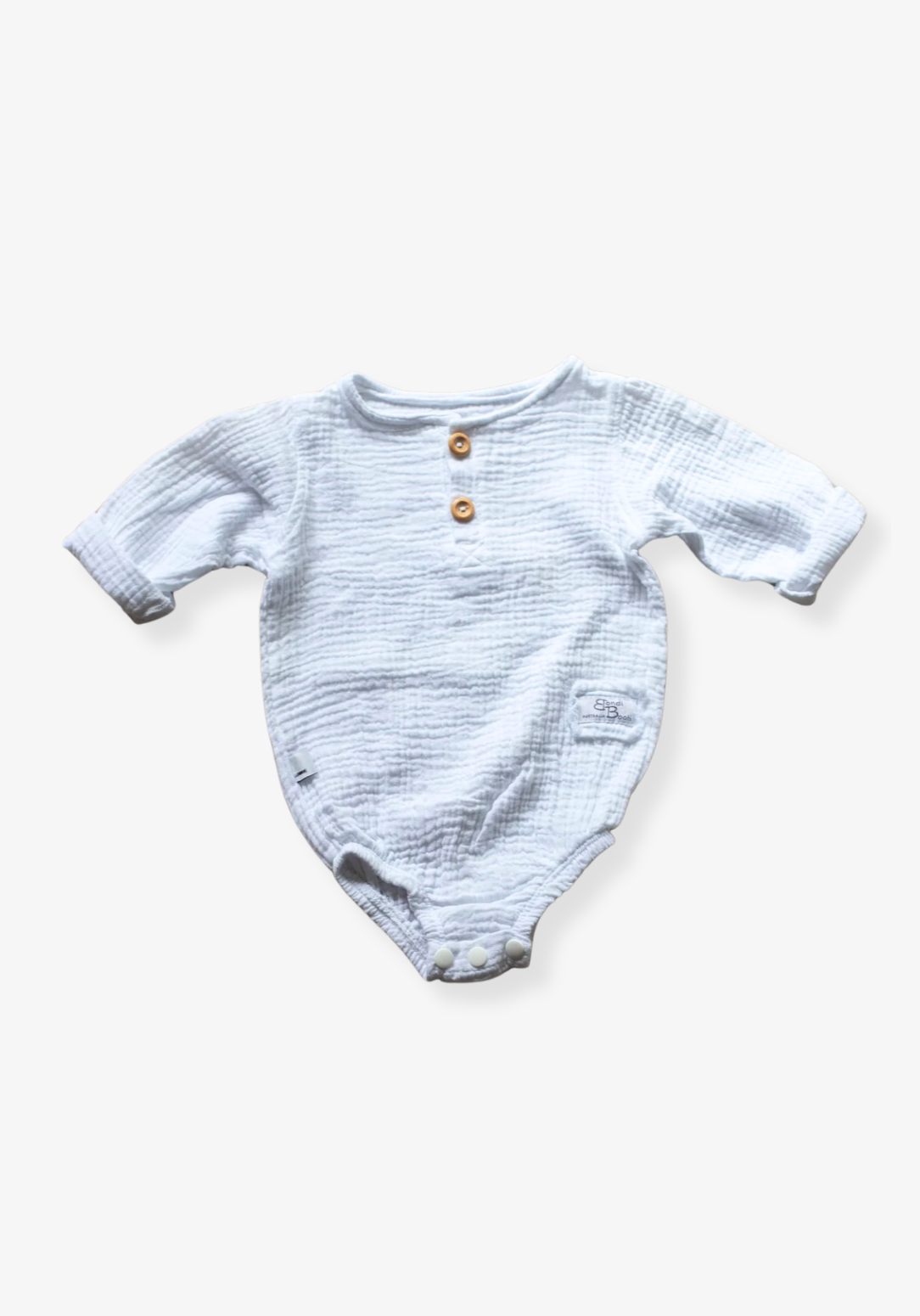 Long Sleeve Organic Cotton Baby Romper - White