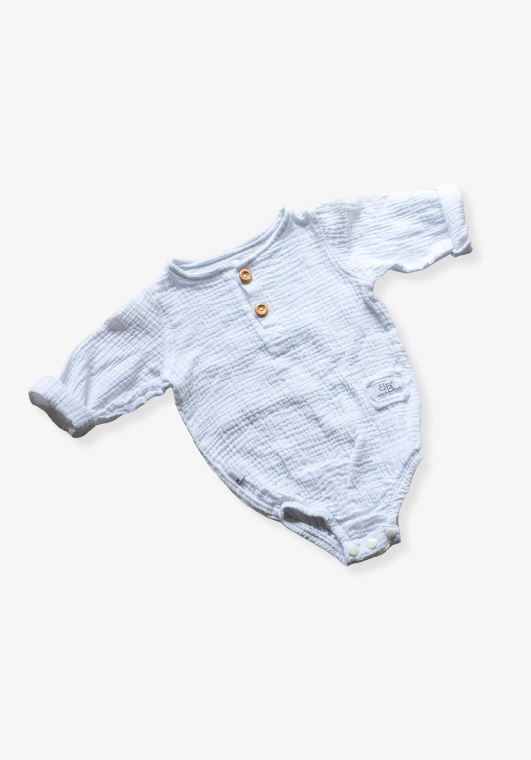 Long Sleeve Organic Cotton Baby Romper - White