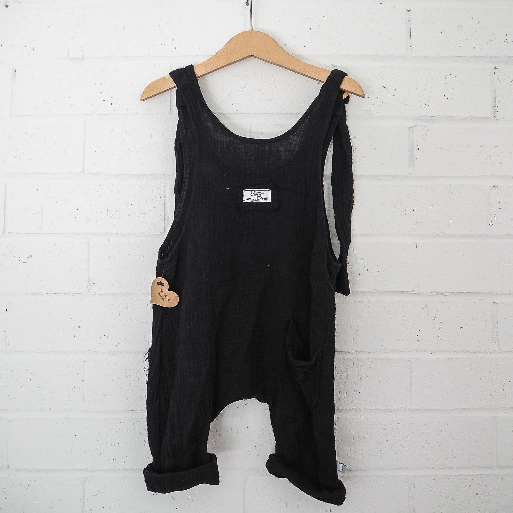 Black toddler overalls organic cotton